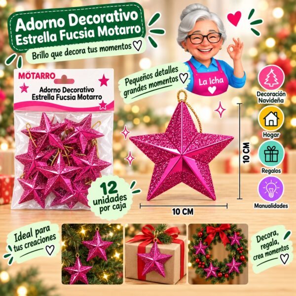RI-0008612 Adorno Decorativo Estrella Fucsia Motarro