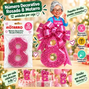 RI-0008622 Número Decorativo Rosado 8 Motarro