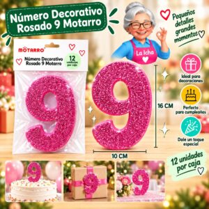 RI-0008623 Número Decorativo Rosado 9 Motarro