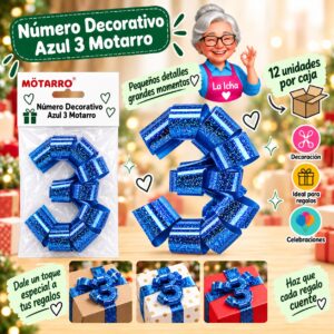 RI-0008626 Número Decorativo Azul 3 Motarro