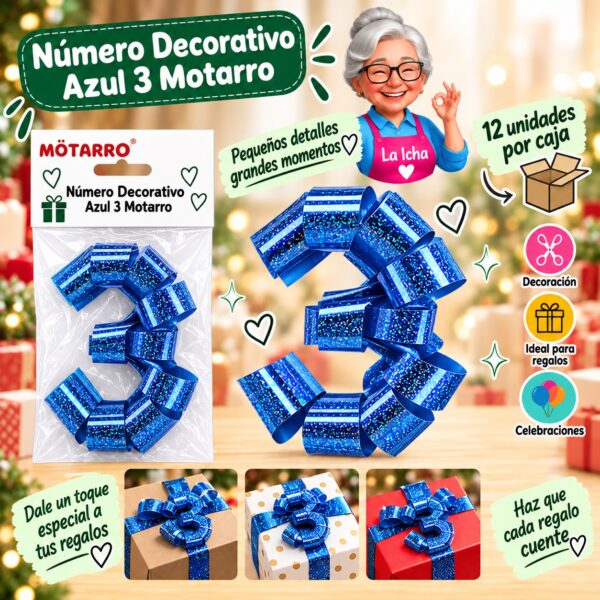 RI-0008626 Número Decorativo Azul 3 Motarro