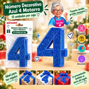 RI-0008627 Número Decorativo Azul 4 Motarro