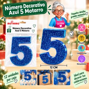 RI-0008628 Número Decorativo Azul 5 Motarro