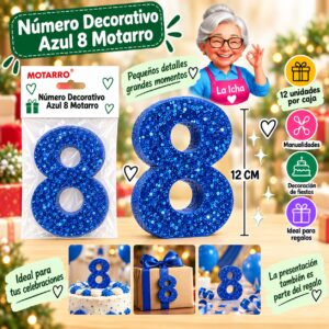 RI-0008630 Número Decorativo Azul 8 Motarro