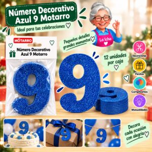 RI-0008631 Número Decorativo Azul 9 Motarro