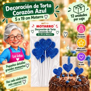 RI-0008632 Decoración de Torta Corazón Azul 5 x 19 cm Motarro