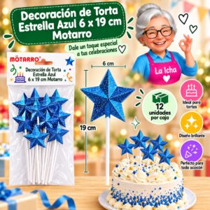 RI-0008635 Decoración de Torta Estrella Azul 6 x 19 cm Motarro