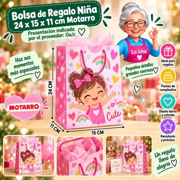 RI-0008639 Bolsa de Regalo Niña 24 x 15 x 11 cm Motarro