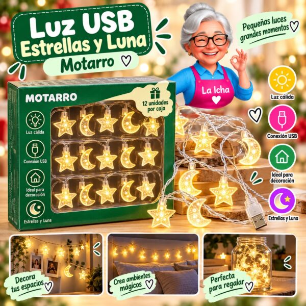 Luz USB Estrellas y Luna Motarro