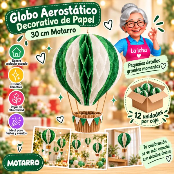 RI-0008648 Globo Aerostático Decorativo de Papel 30 cm Motarro