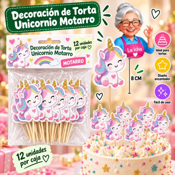 Decoración de Torta Unicornio Motarro