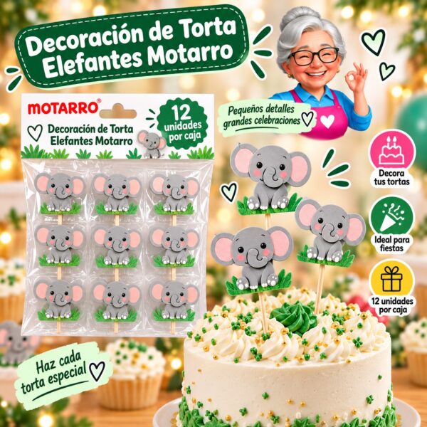 Decoración de Torta Elefantes Motarro