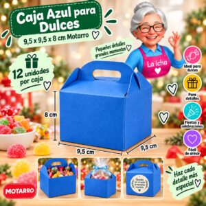 RI-0008664 Caja Azul para Dulces 9,5 x 9,5 x 8 cm Motarro