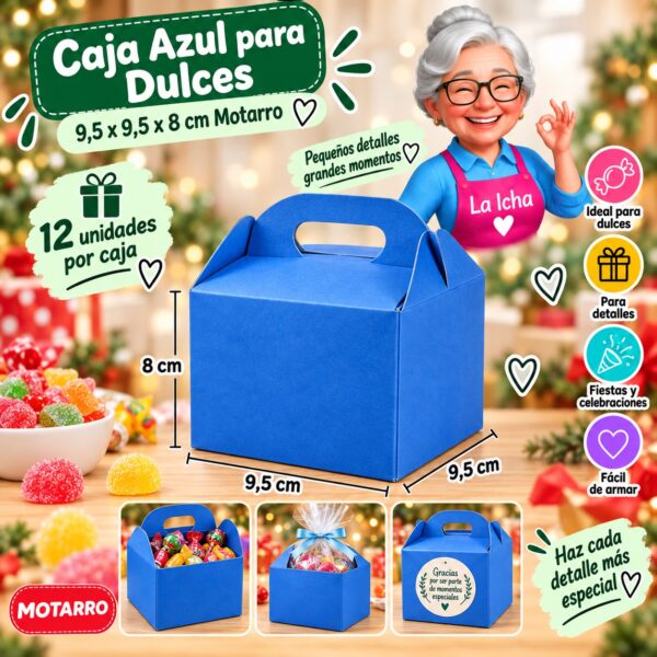 RI-0008664 Caja Azul para Dulces 9,5 x 9,5 x 8 cm Motarro