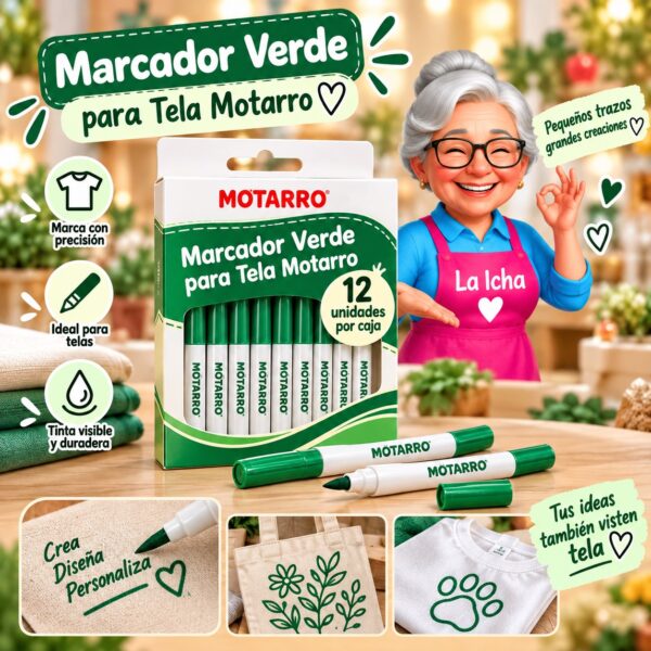 Marcador Verde para Tela Motarro