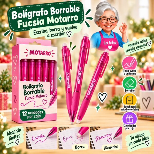 Bolígrafo Borrable Fucsia Motarro