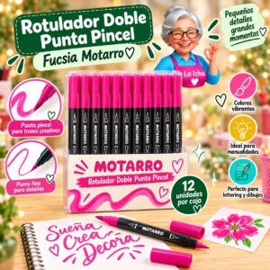 RI-0008677 Rotulador Doble Punta Pincel Fucsia Motarro