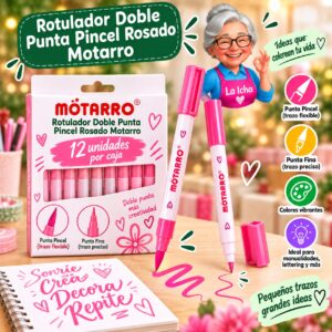 RI-0008678 Rotulador Doble Punta Pincel Rosado Motarro