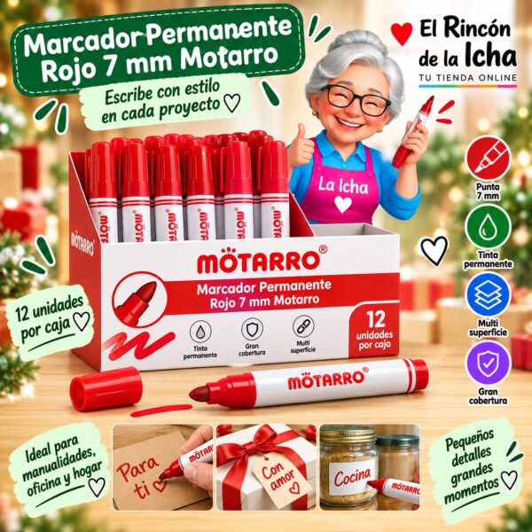 Marcador Permanente Rojo 7 mm Motarro