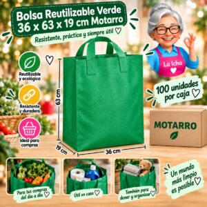 RI-0008703 Bolsa Reutilizable Verde 36 x 63 x 19 cm Motarro