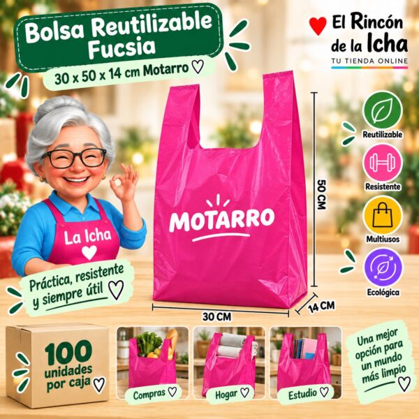 RI-0008705 Bolsa Reutilizable Fucsia 30 x 50 x 14 cm Motarro