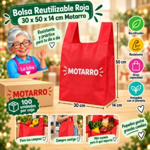 RI-0008706 Bolsa Reutilizable Roja 30 x 50 x 14 cm Motarro
