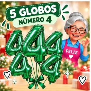 Set de 5 Globos Número 4 de 30 cm Feliz