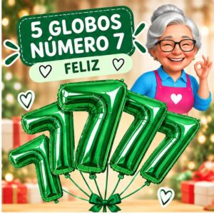 RI-0008735 Set de 5 Globos Número 7 de 30 cm Feliz