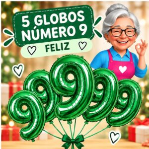 RI-0008737 Set de 5 Globos Número 9 de 30 cm Feliz