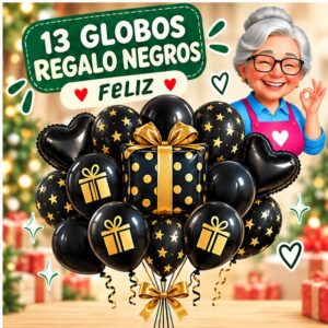 RI-0008741 Set de 13 Globos Regalo Negros Feliz