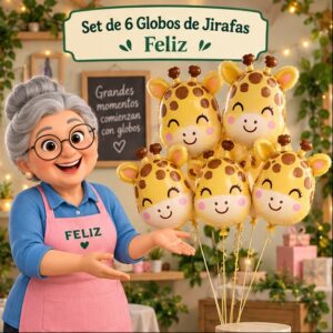 RI-0008764 Set de 6 Globos de Jirafas Feliz