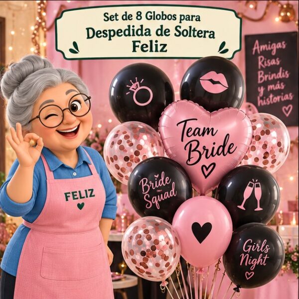Set de 8 Globos para Despedida de Soltera Feliz