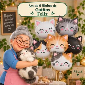 RI-0008767 Set de 6 Globos de Gatitos Feliz