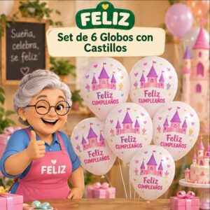 RI-0008770 Set de 6 Globos con Castillos Feliz