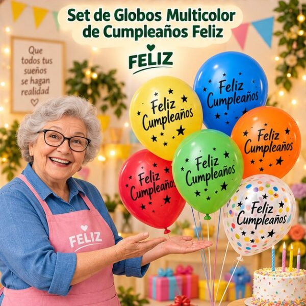 RI-0008832 Set de Globos Multicolor de Cumpleaños Feliz