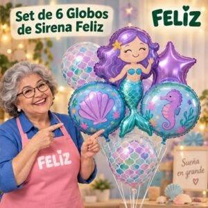 RI-0008835 Set de 6 Globos de Sirena Feliz