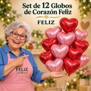 RI-0008838 Set de 12 Globos de Corazón Feliz