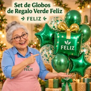 RI-0008844 Set de Globos de Regalo Verde Feliz