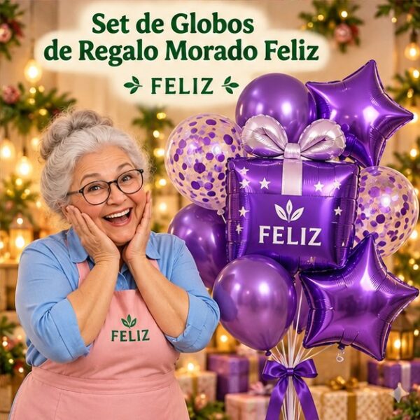 RI-0008845 Set de Globos de Regalo Morado Feliz