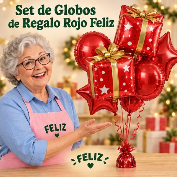 RI-0008846 Set de Globos de Regalo Rojo Feliz