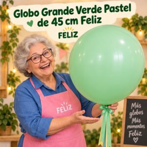 RI-0008857 Globo Grande Verde Pastel de 45 cm Feliz