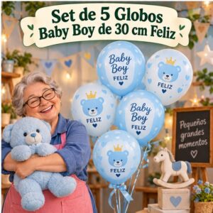 RI-0008863 Set de 5 Globos Baby Boy de 30 cm Feliz