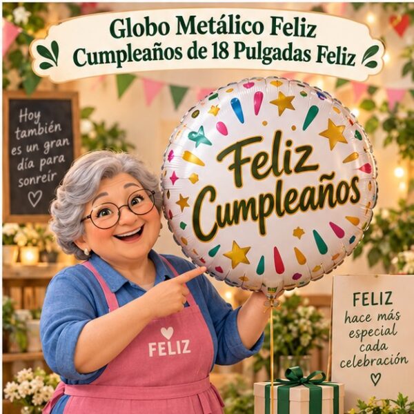 RI-0008867 Globo Metálico Feliz Cumpleaños de 18 Pulgadas Feliz