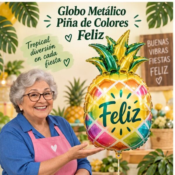 RI-0008874 Globo Metálico Piña de Colores Feliz