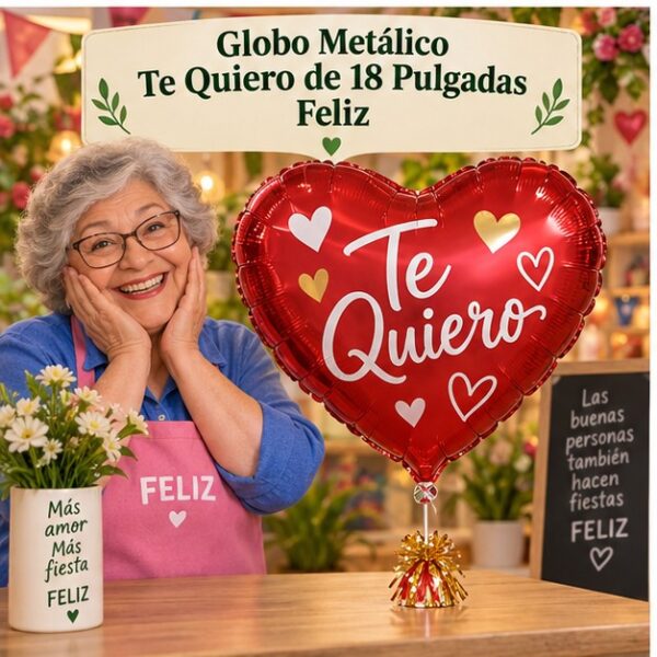 RI-0008878 Globo Metálico Te Quiero de 18 Pulgadas Feliz