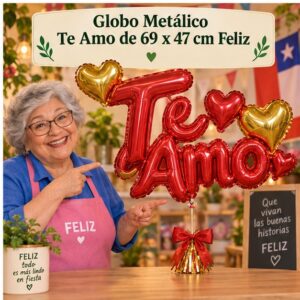 Globo Metálico Te Amo de 69 x 47 cm Feliz