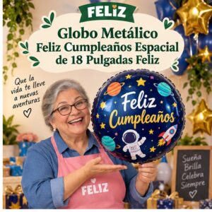 Globo Metálico Feliz Cumpleaños Espacial de 18 Pulgadas Feliz