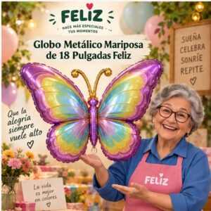 RI-0008899 Globo Metálico Mariposa de 18 Pulgadas Feliz