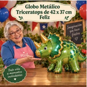 RI-0008902 Globo Metálico Triceratops de 42 x 37 cm Feliz