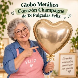 RI-0008910 Globo Metálico Corazón Champagne de 18 Pulgadas Feliz